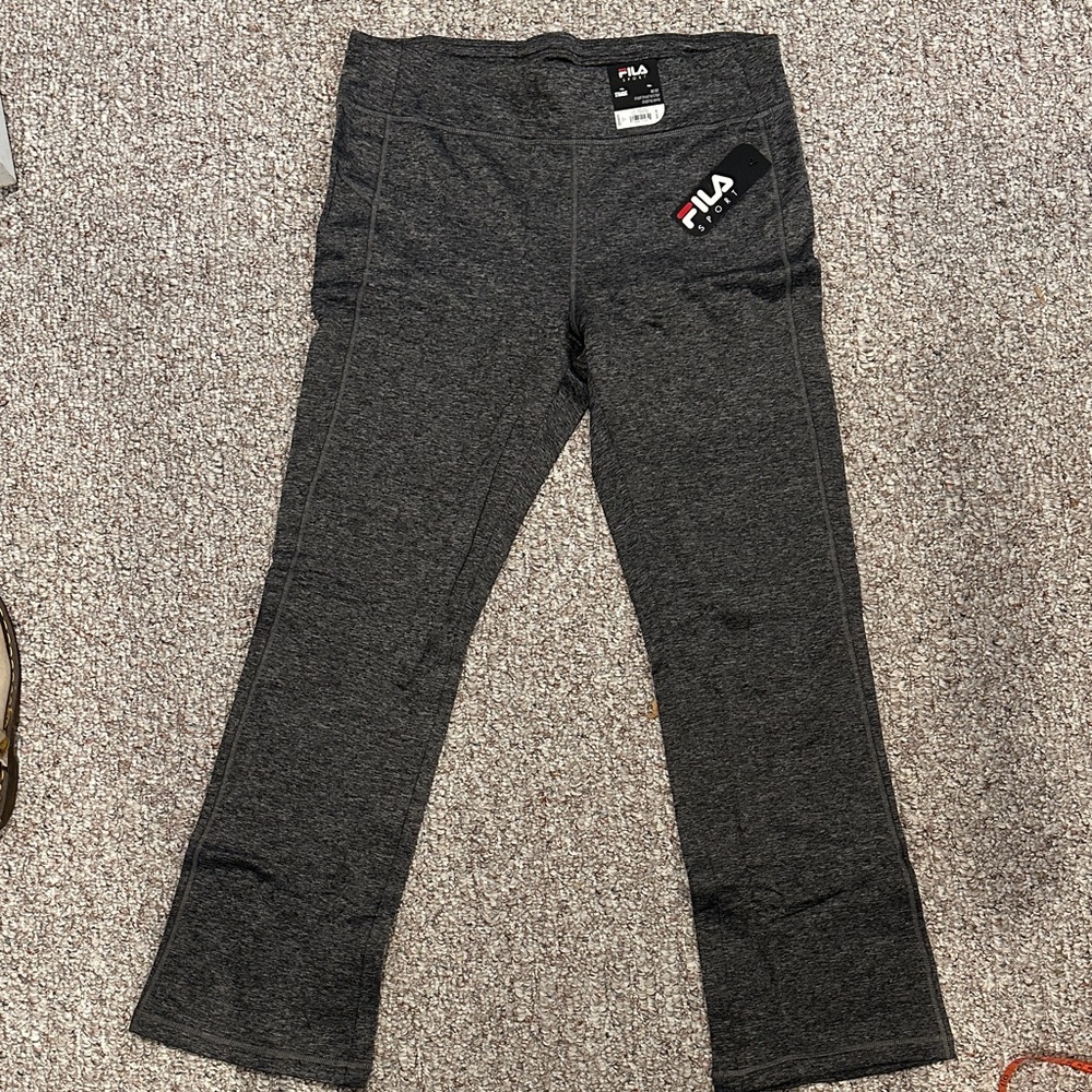 Fila Charcoal Gray Women's Straight Midrise FLEECE LINED Workout Leggings NWT XL